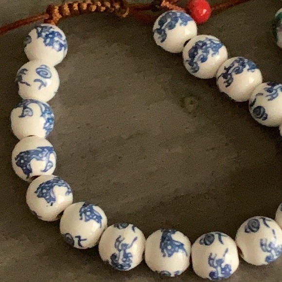 Hand painted glass bead bracelet set - Picture 2 of 4